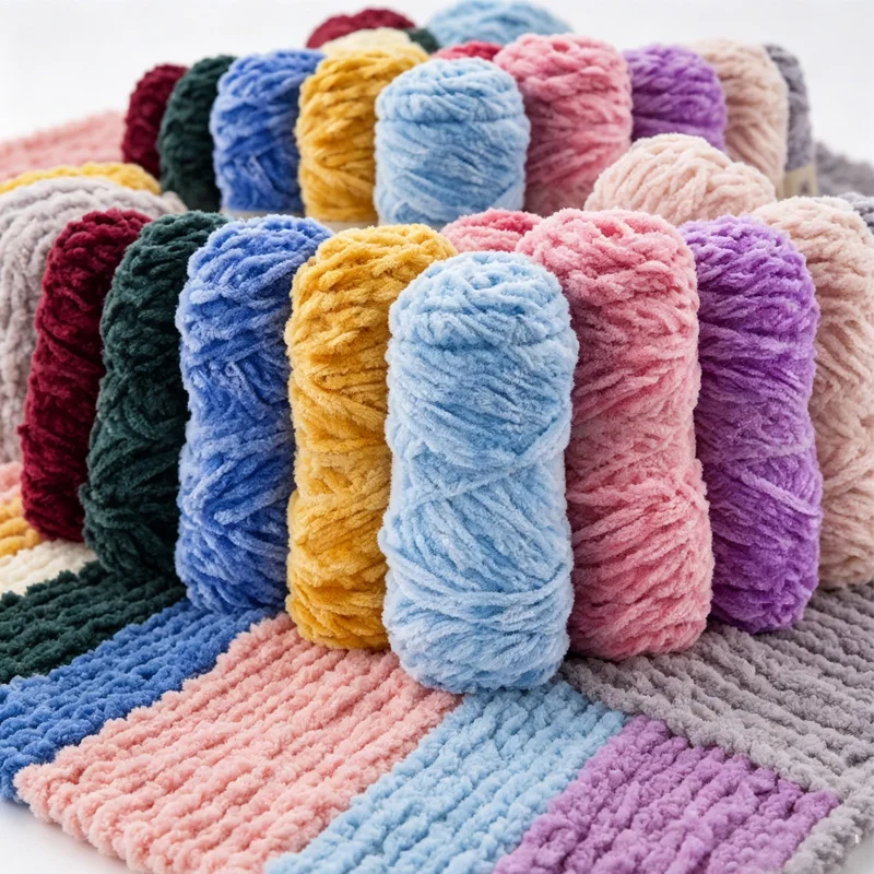 100g 130M Chenille Yarn Amigurumi Accessories Baby Plush Yarn Soft Velvet Crochet Yarn for Knitting DIY Doll Sweater Scarf
