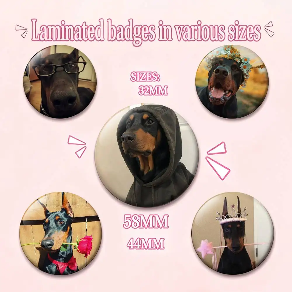 Pet D-Doberman Pinscher Laser Badge Applicable For Backpack Clothes Hats Decor Creative Accessories