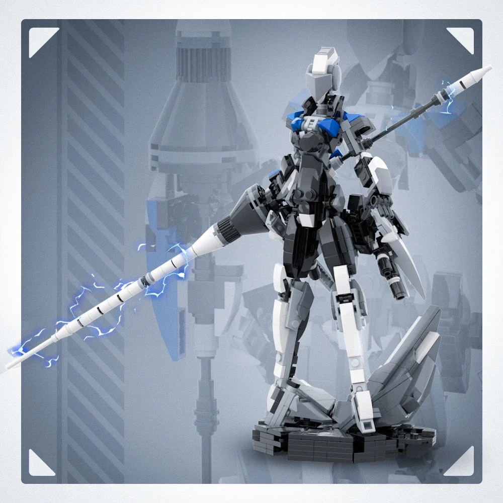 MOC Female Lancer Valkyrie Mech Robot Model Sci-Fi Futuristic Armored Building Block Kits Puzzle Toys for Children Birthday Gift