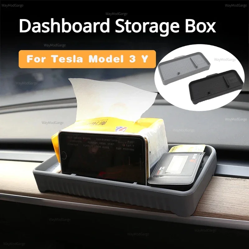 

Instrument Panel ETC Storage Box for Tesla Model 3 Y Dashboard Screen Tray Central Control Silicone Box Car Accessories 2023