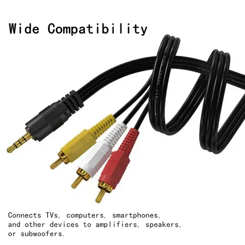 3.5mm ~ 3 RCA 오디오 비디오 케이블 TV 증폭기 용 금도금 AV 케이블 홈 시어터 스피커 서브 우퍼 1.5m 3m 5m 10m