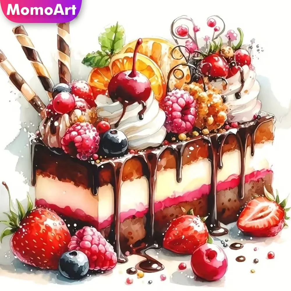 Momoart Diamond Embroidery Cake Landscape New Arrival Painting Food Picture Rhinestones DIY Dessert Diamond Mosaic Child Hobby