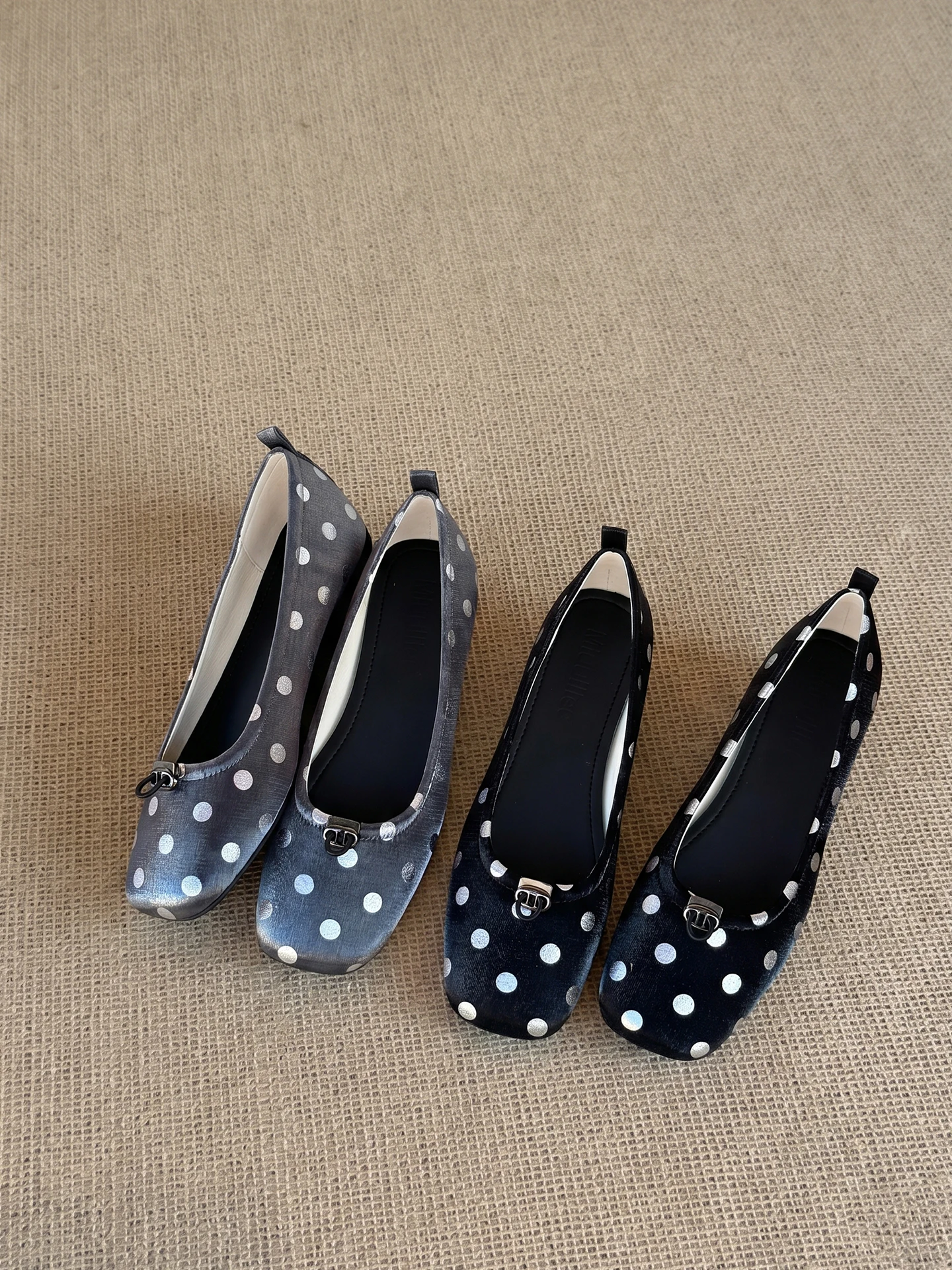 retro-black-white-polka-dot-women's-ballet-flats-leather-shoes-increased-height-square-head-slip-on-rubber-sole-mary-janes