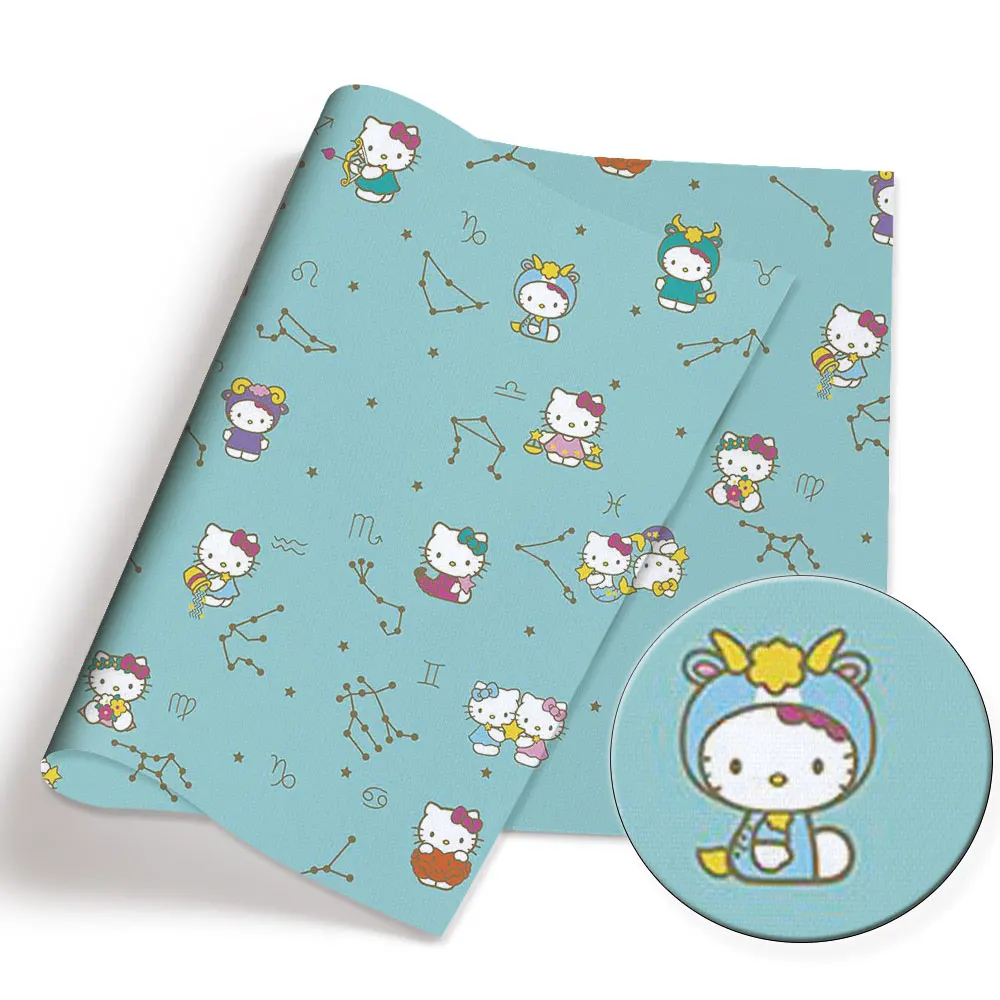 Hello Kitty 140x50CM Cartoon Polyester cotton fabric Patchwork Tissue Kid Home Textile Sewing Doll Dress Curtain cotton Fabric