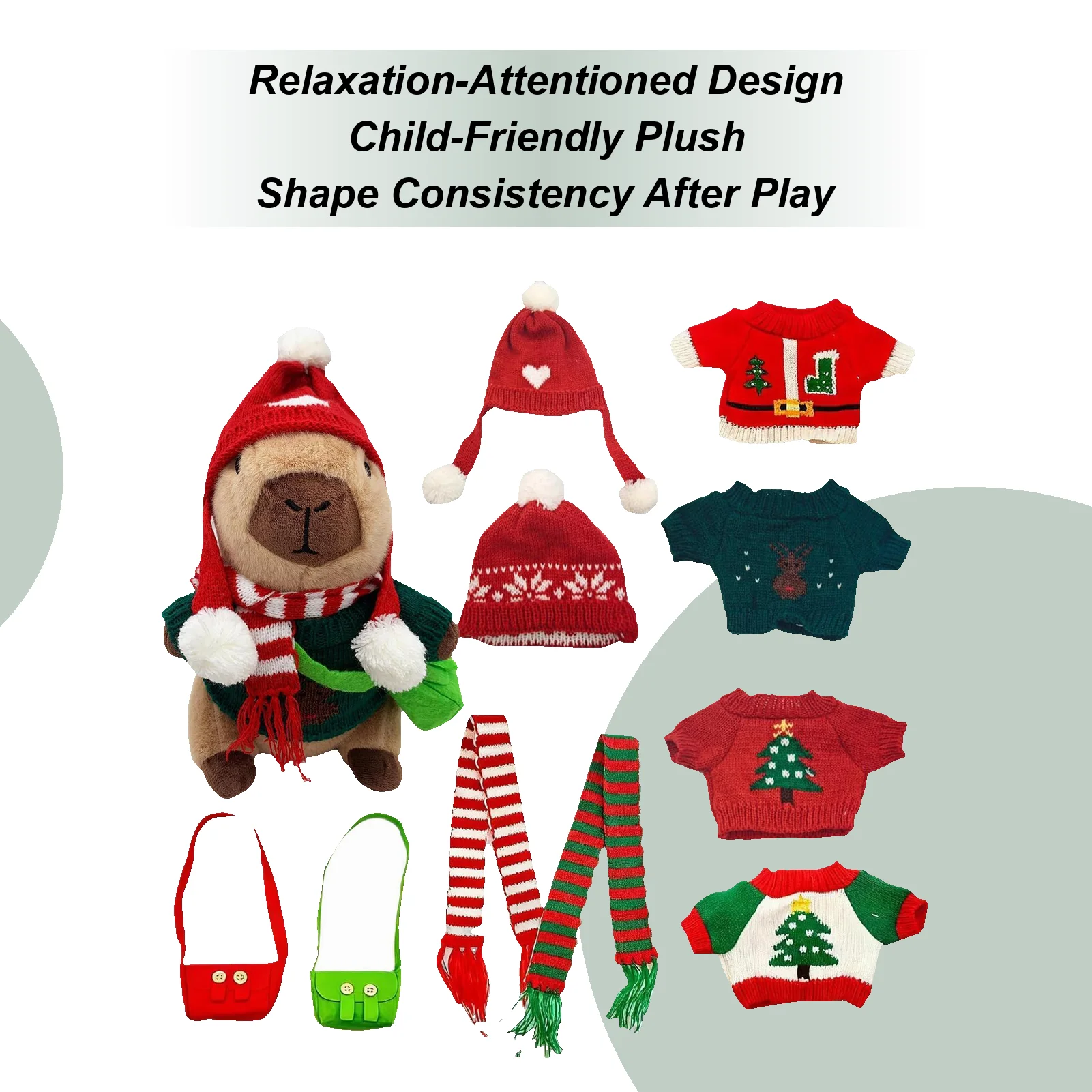 

Capybara With Clothes Christmas Cute Figurine 9.8in Capybara Dress Up Toy For Boys Girls Adults Youth Friends Travel Bedroom