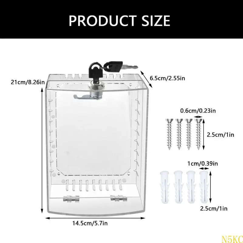 N5KC Thermostat Lock Box with Key Clear Thermostat Cover Guard Protective Cover