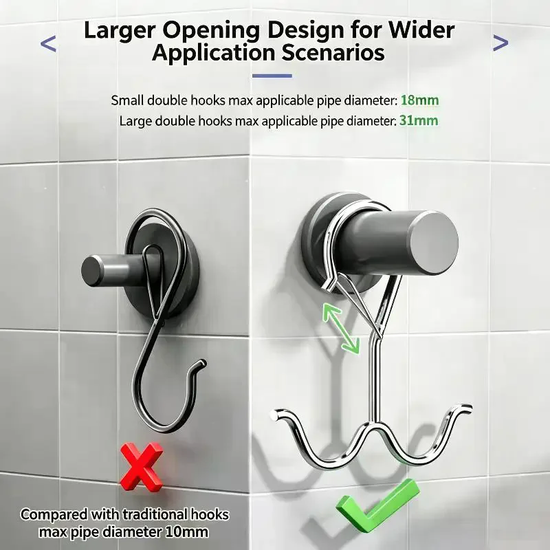 1/5/10Pcs Double Hooks, Heavy-duty Metal Hook With Safety Buckle, Used For Hanging Kitchen Utensils, Clothes, Towels, Shoes