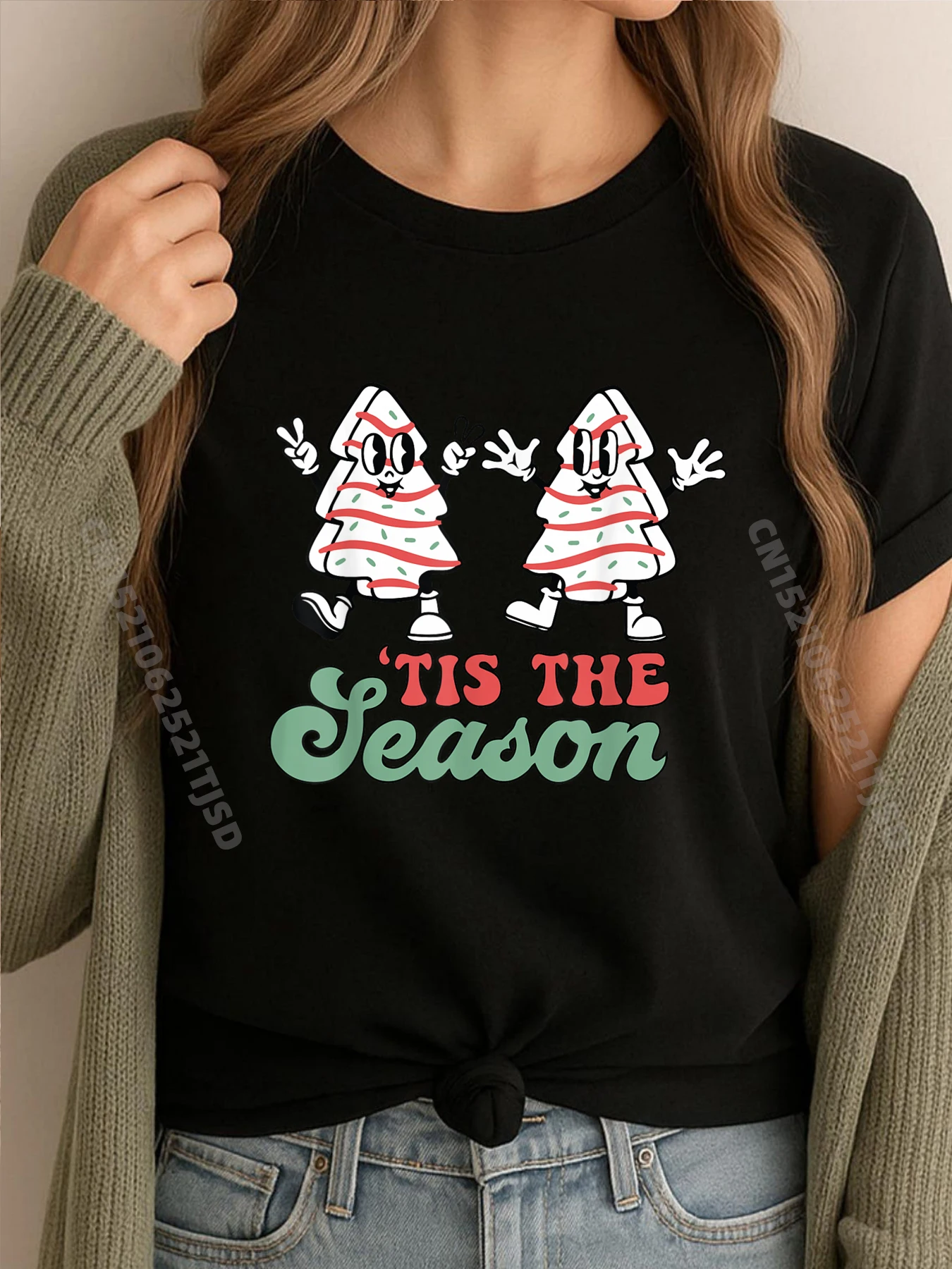 

Мужские футболки Tis The Season Christmas Tree Cakes Debbie Groovy, весенняя футболка, женская семейная футболка