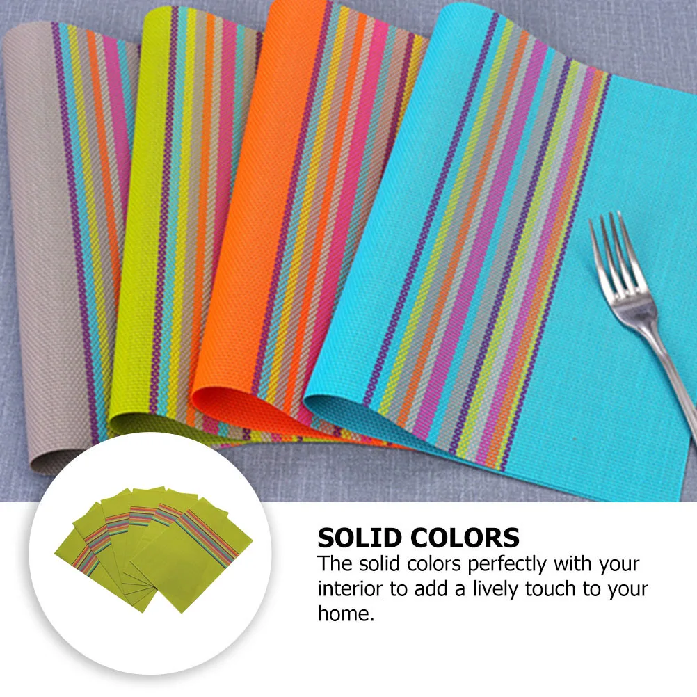 

6Pcs Placemats Simple Elegant Solid Color PVC Table Mats Easy Clean Foldable for Daily Use and Special Occasions