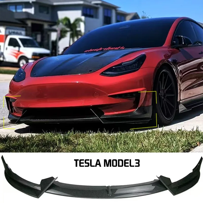 Car Front Bumper Lip for Tesla Model 3 Model Y 2017-2025 Chin Spoiler Diffuser Body Kit Deflector Tuning Accessories Auto Parts