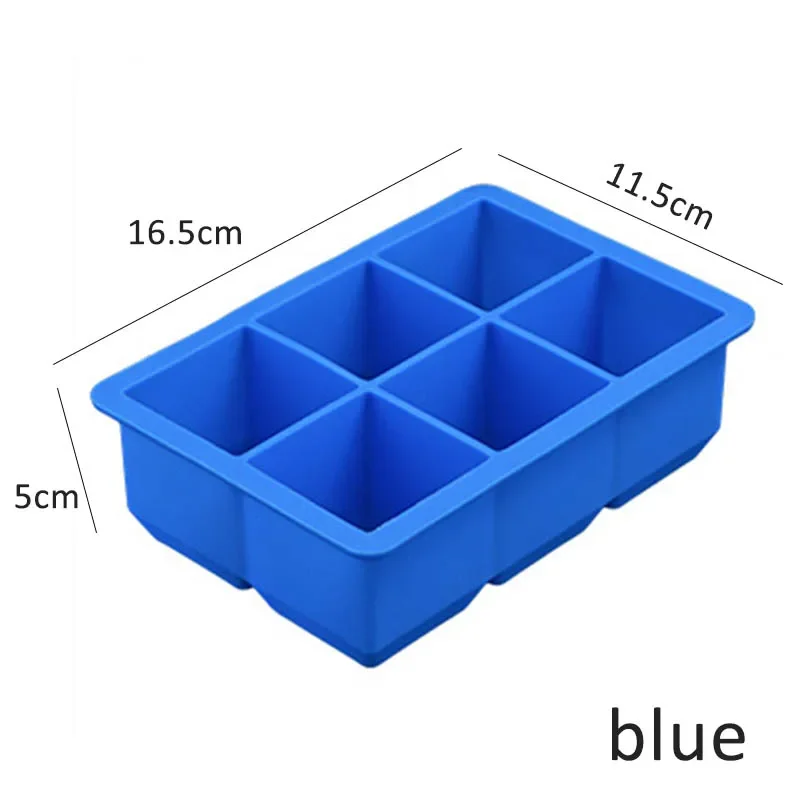 Silicone Kitchen Accessories Bar Tray Ice Lattice 6 Maker Cube Ice Fruit Mold Cube Ice Shape Square cm 5*11.5*16.5 Grade Food