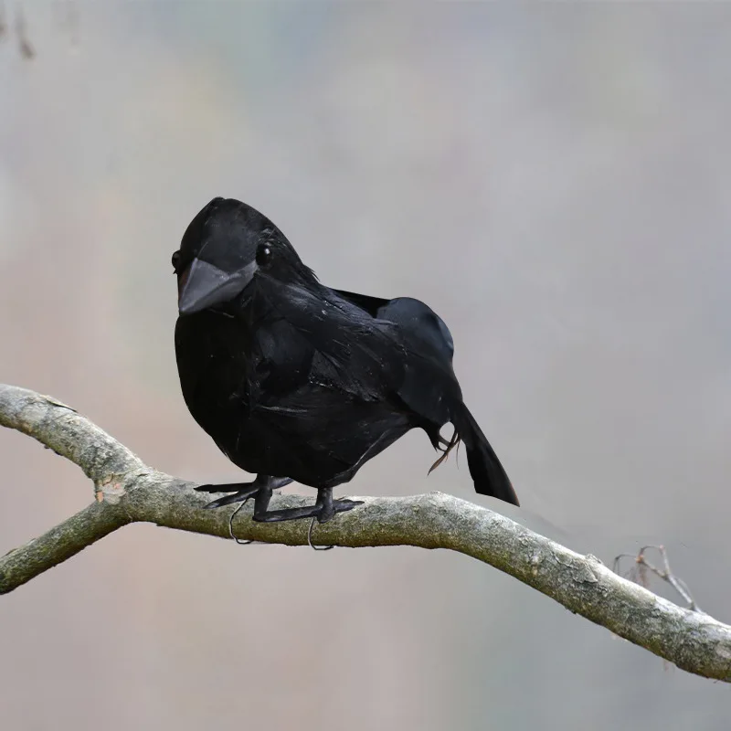 

2pcs Simulated Black Feather Crow Halloween Decorations For Home Halloween Party Haunted House Ornament Prop Party Supplies