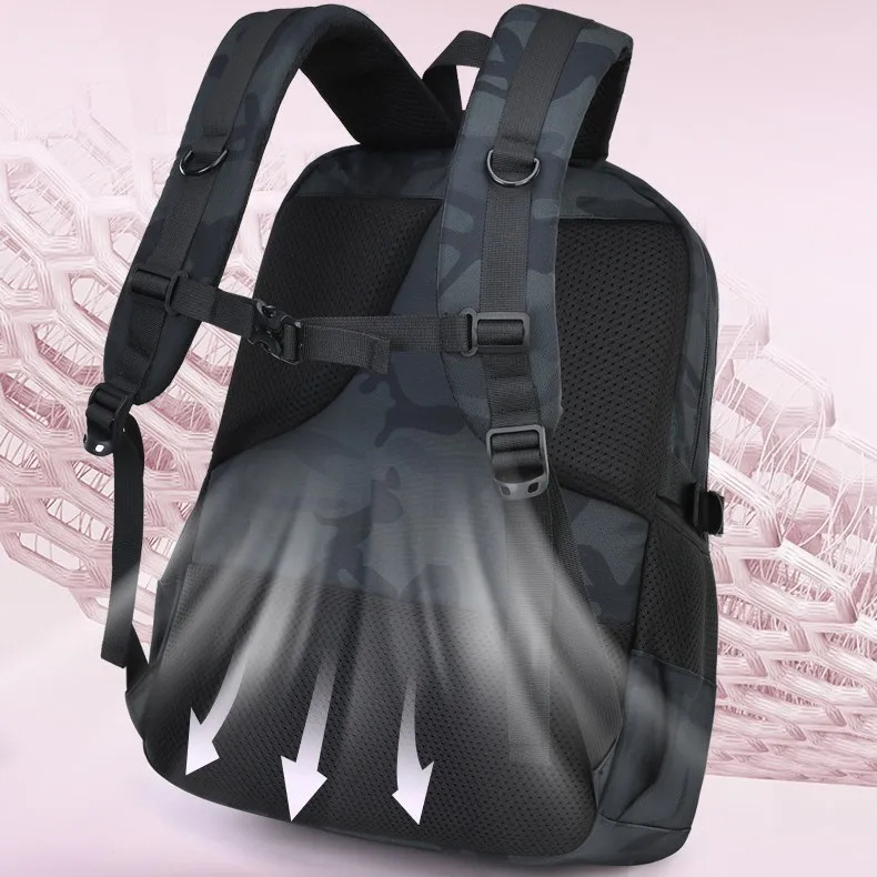 Lightweight sports style student backpack trendy personalized camouflage children's backpack casual wear-resistant backpack