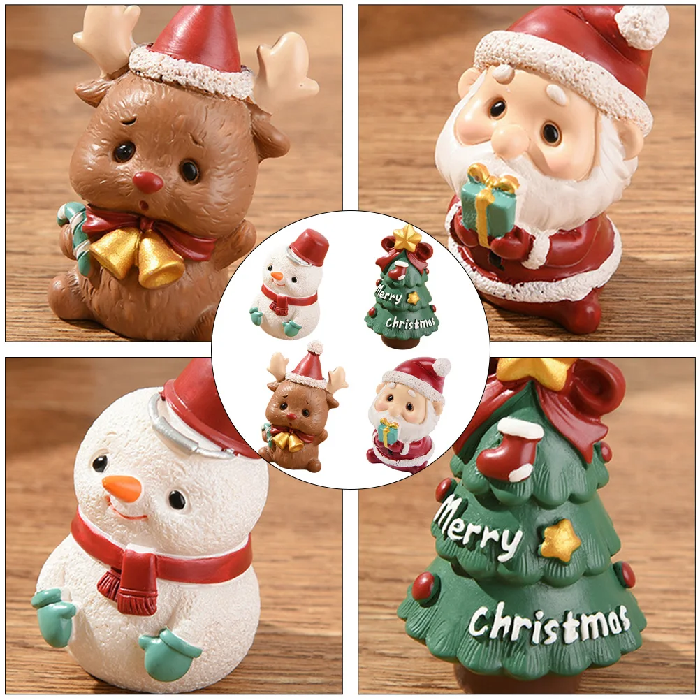 

4Pcs Christmas Animal Resin Ornaments Creative Craft for Wedding Birthday Carnival Decor Festive Home Atmosphere Desktop