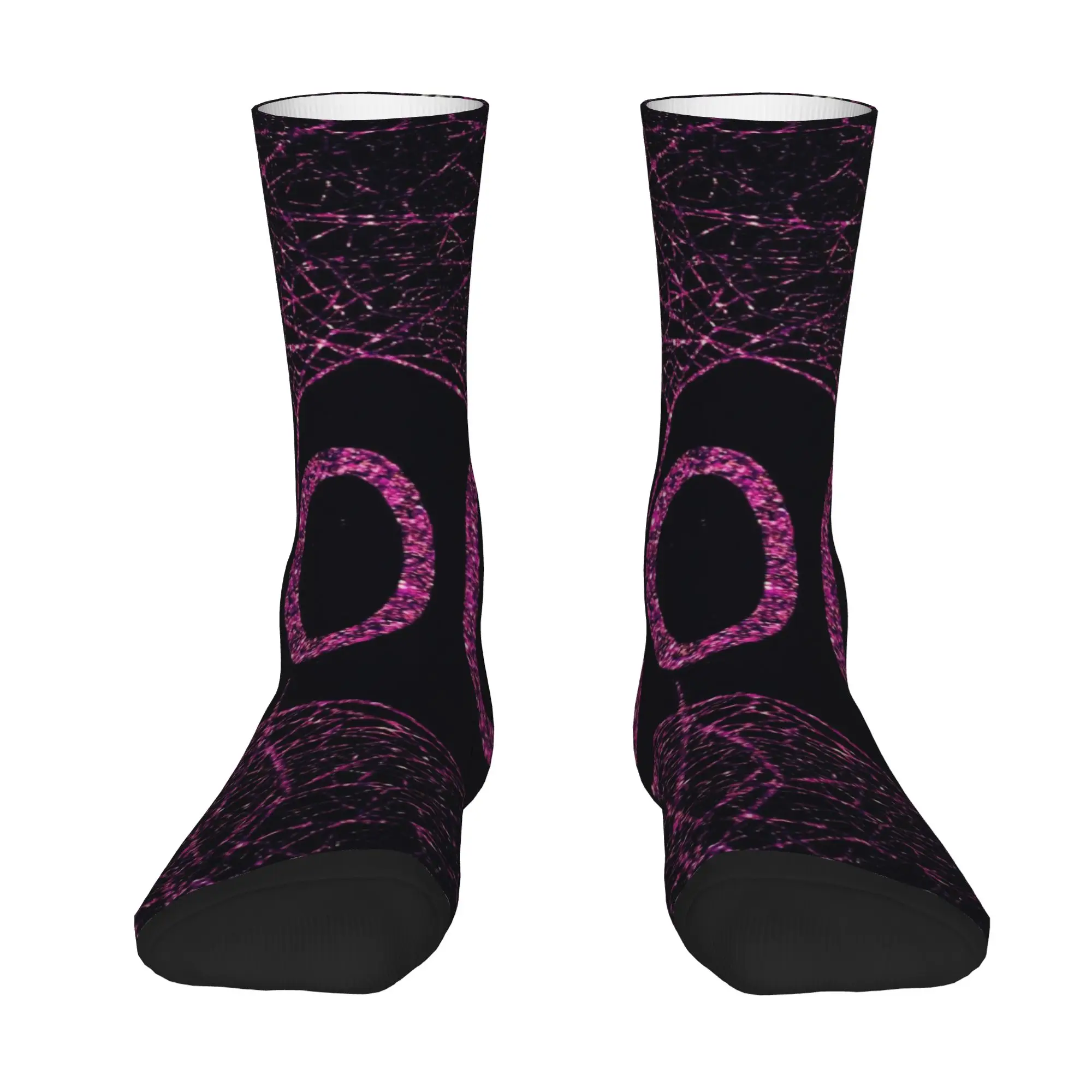 1 Pair Funny Sock  Purple Glitter Boo Halloween Texture Hip Hop Seamless Pattern Printed Men Socks Novelty Men's Socks