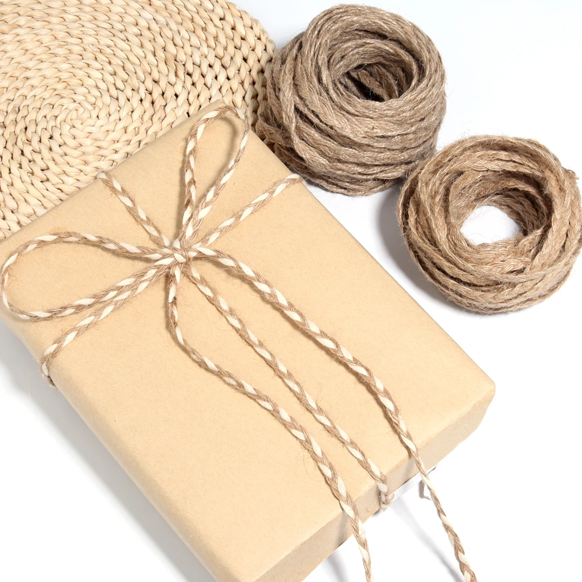 10Yards/Lot 0.5/0.7cm Natural Cotton Jute Burlap Cord Vintage Rustic Twine For DIY Bow Crafts Gift Wrapping Sewing Party Decor