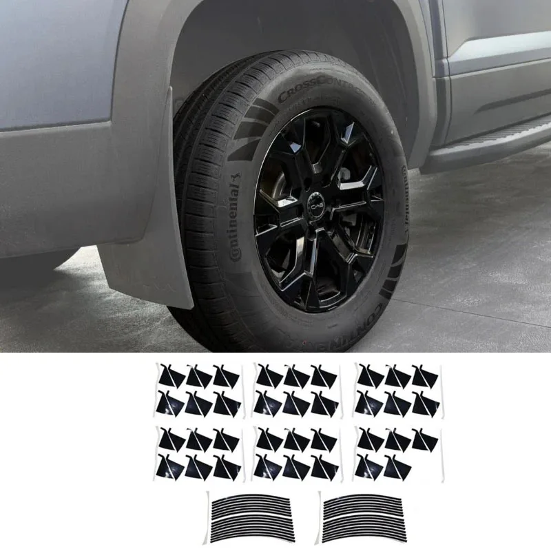 For BYD Shark 6 Pickup 4Pcs Full Set Black Wheel Rim Stickers  Car Exterior Mod Decor Vinyl Decals Accessories