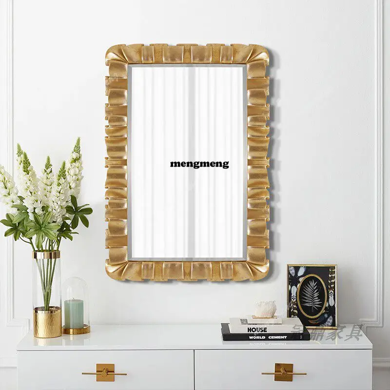 New design French retro bathroom mirror European porch background wall decorative mirror washstand makeup mirror European style