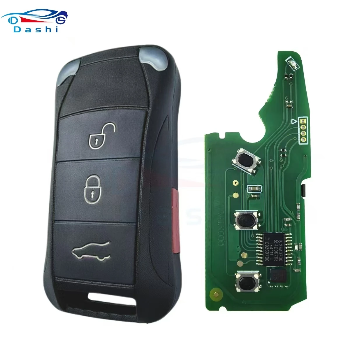 Da Shi 46CHIP 315/433mhz für Porsche Cayenne 2004-2011 3/4-Tasten-Fernbedienungsschlüssel mit ID46-Chip Ungeschnittene HU66-Klinge Auto-PCB-Platine – Detail 5