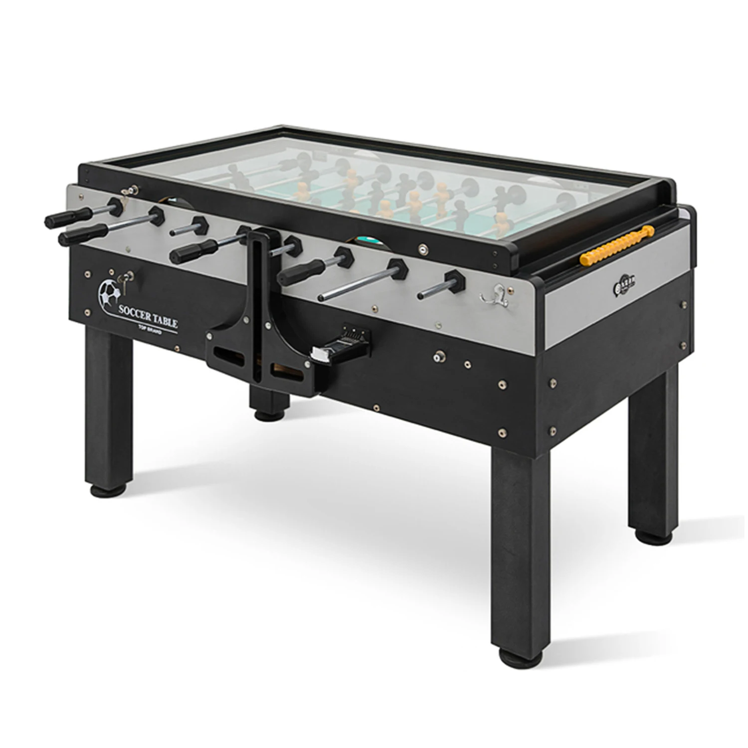 Most Popular Commercial Glass Cover Coin Operated Foosball Table 55'' Professional Soccer Table with Coin Mechanism