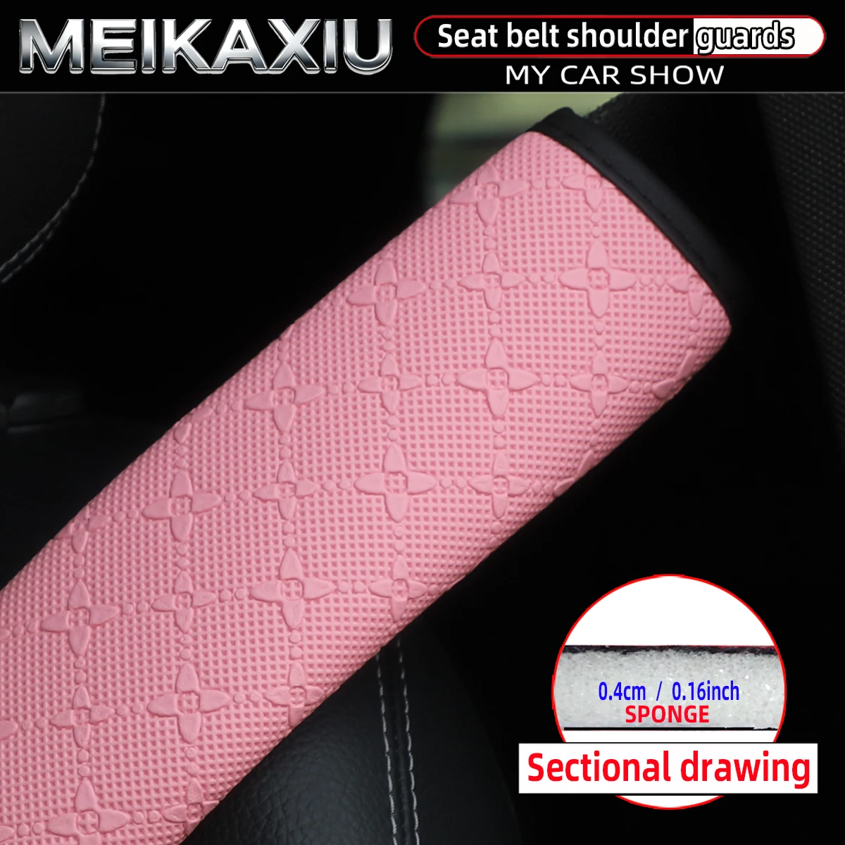 One or two star PU leather embossed car shoulder pads 75cm (29.53 inches) long safety belt decorative car, taxi, truck, bus