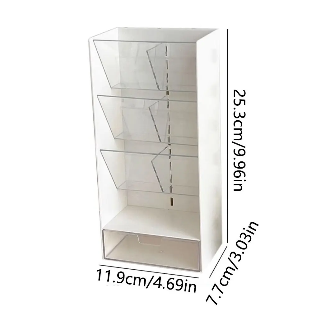 Cute 6 Compartments Plastic Desk Organizer Drawer 3 Tier Stationary Storage Rack Detachable Sturdy Desktop Display Shelf Office