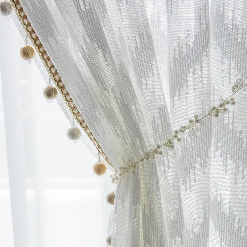 Wave Nordic Luxury Sheer Curtains for Living Room Dining Bedroom Modern Minimalist Corrugated Solid Color Semi-shading
