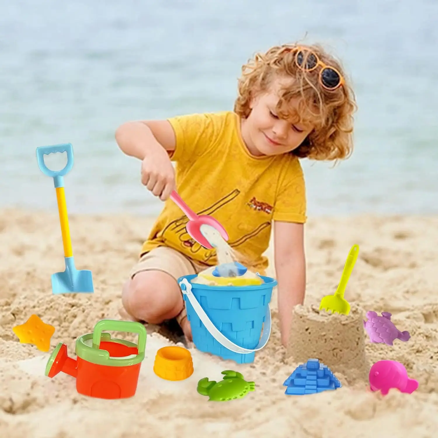 Children\'s Beach Toy Set Baby Playing In Water And Sand Large Sand Shovel Beach Bucket Sand Digging Tool Sand Toy Random Color