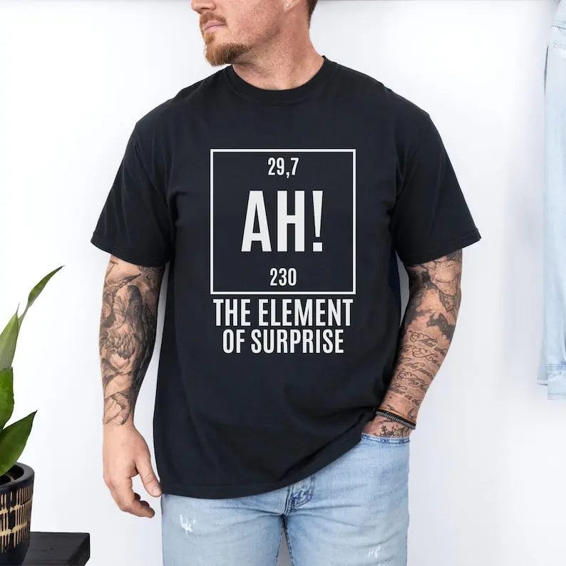 Project Hail Mary AH! Element of Surprise Ryland Grace Red T-Shirt Chemistry Joke Tee