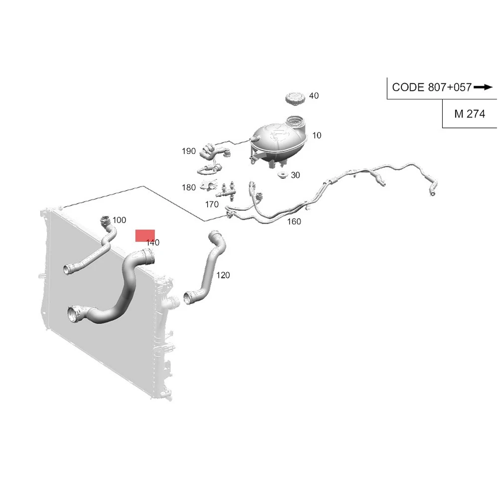 M Brand Coolant Radiator Hose For Mercedes Benz A205 C205 S205 W205 2055013991 205 501 39 91