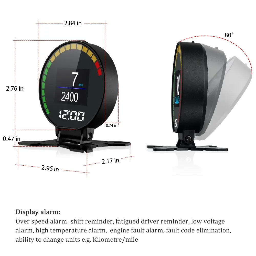 AD P15 Head-Up Display Car OBD HUD Digital Speedometer RPM Voltage Boost Turbine Pressure Oil Water Temp Gauge Overspeed Warning