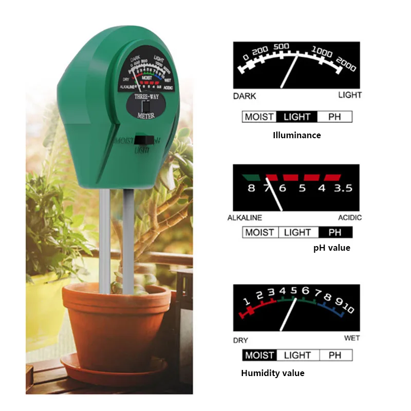 Soil Tester 3 In 1 Soil Tester Flower Soil PH Meter Soil Moisture Meter