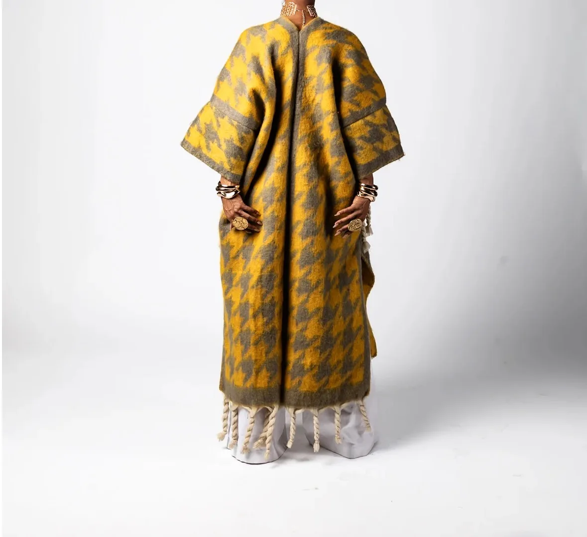 أزياء الشتاء شرابة الكيمونو للنساء المتضخم أنيقة مفتوحة الجبهة الدافئة بالأزرار الثقيلة سميكة طويلة منفضة معطف لقضاء عطلة #4