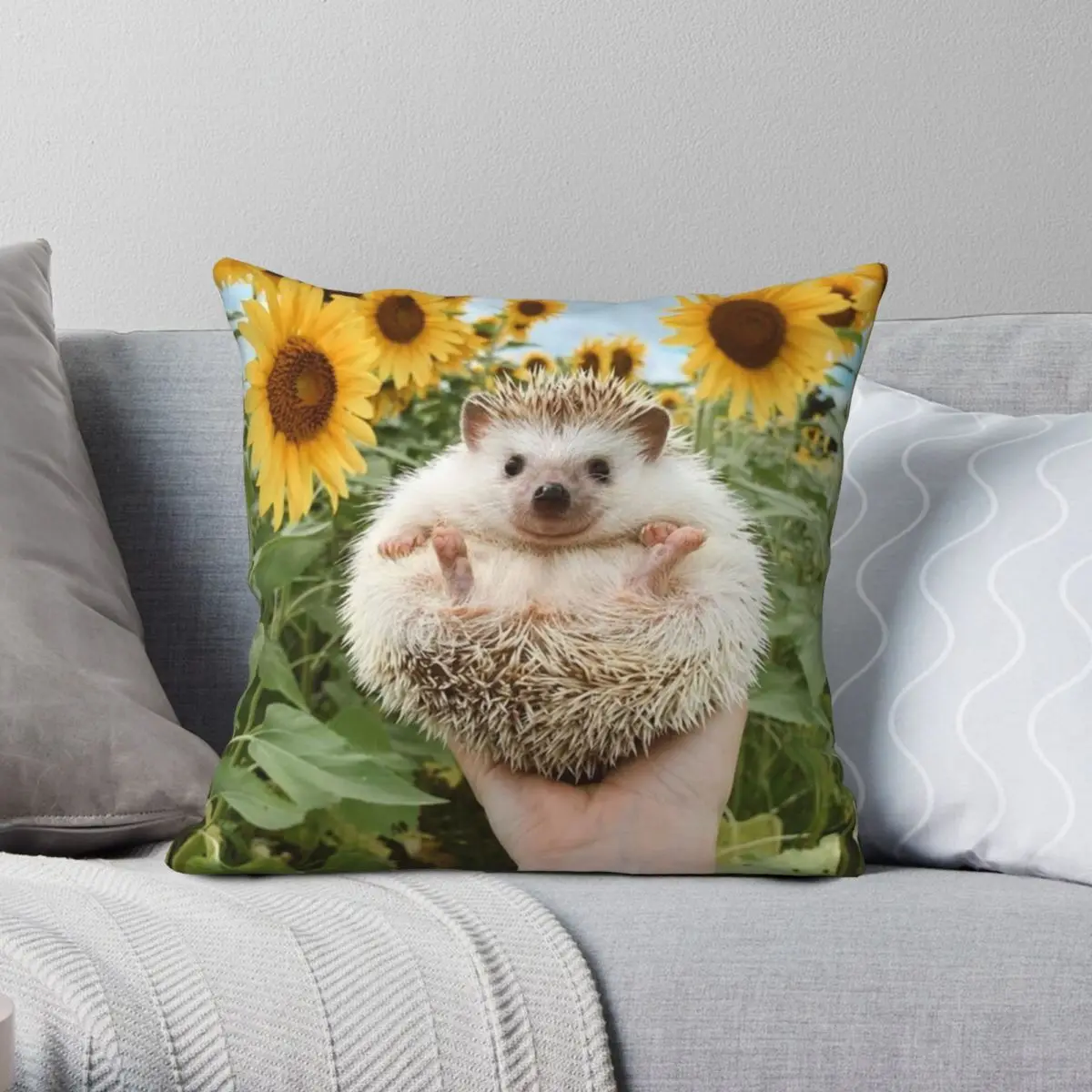 

Квадратная подушка с ежиком, искусственная подушка из полиэстера, льняной бархатной ткани, креативная Декоративная Подушка на молнии, оптовая продажа