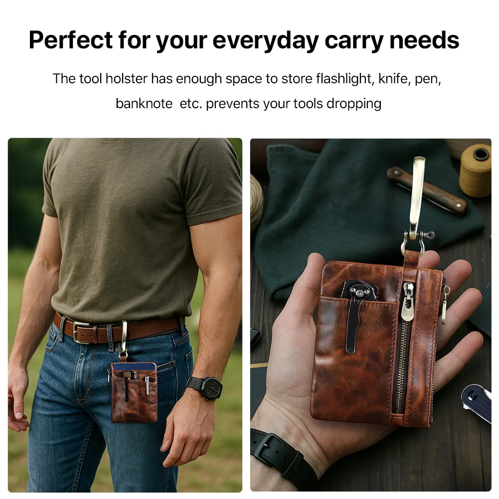 Hiram EDC Pouch Mini Wallet Key Card Carrier Holder Small Travel Waist Bag Camping Hiking Hunting Accessories Pouch image 2