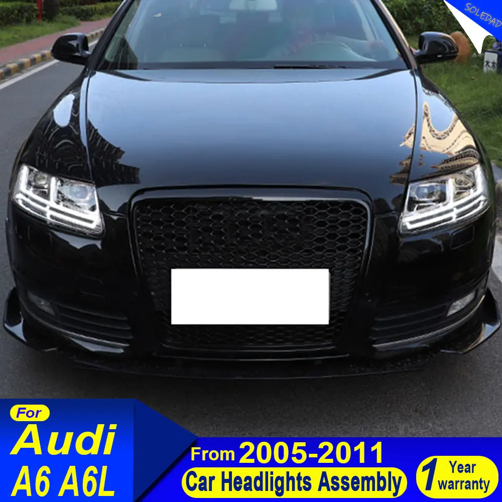 

Автомобиль для Audi A6 Фара 2004-2011 A6 C6 S6 Фара Передняя фара Динамический указатель поворота Светодиодные линзы ближнего и дальнего света Аксессуары