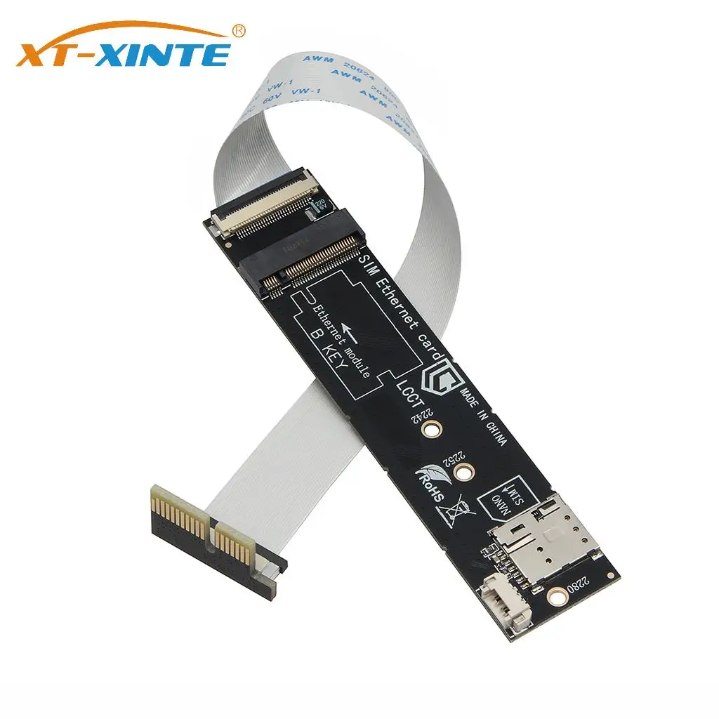 M.2 A+E Key to M.2 B-Key WWAN Module Adapter Card with NANO SIM Slot for 3G 4G 5G Module PCIe/M.2 A+E/Mini PCIe to M.2 B-Key