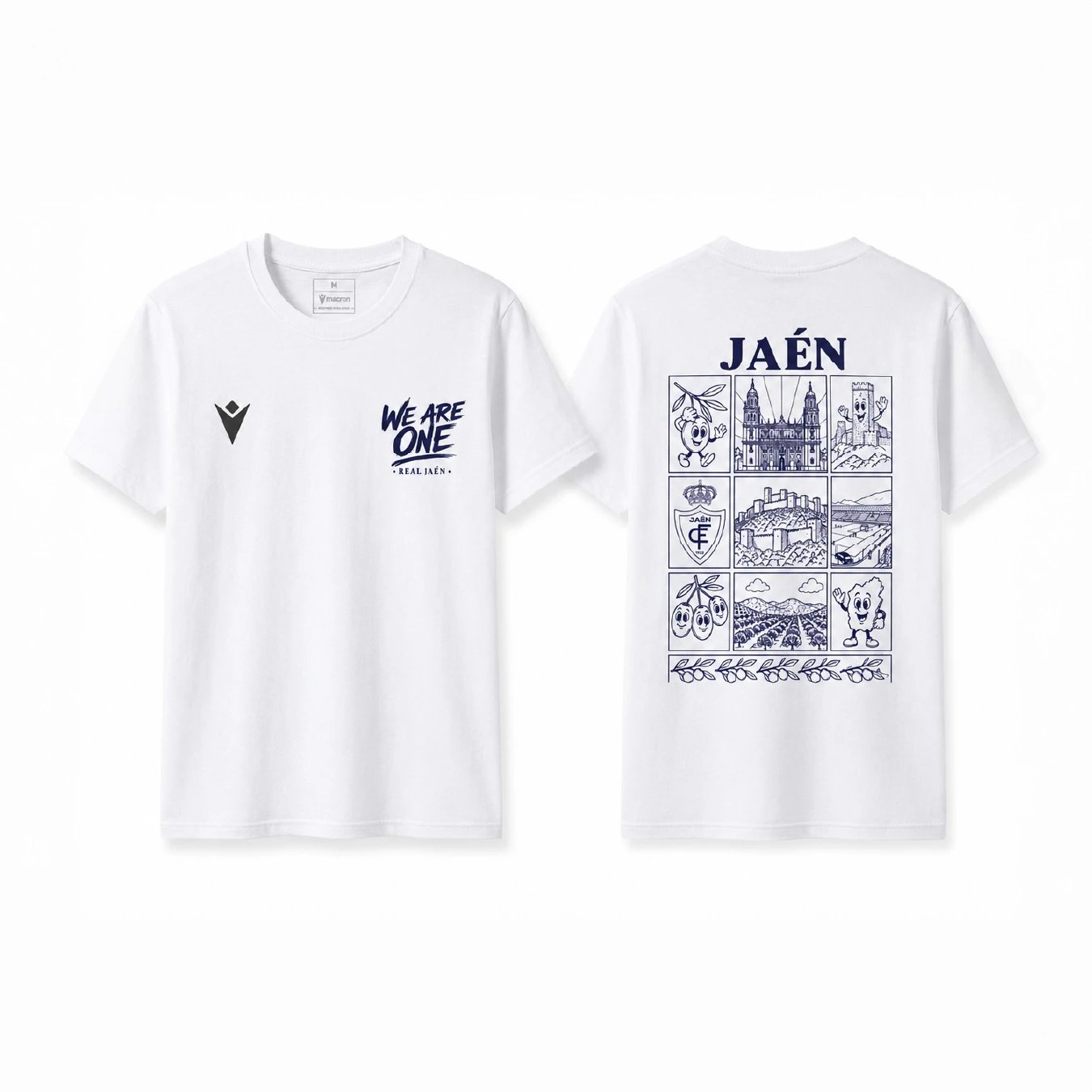 Real Ja É N CF We Are One T-shirt with Men's and Women's Pattern Print, Retro Football Fan Neutral Casual Sports T-shirt