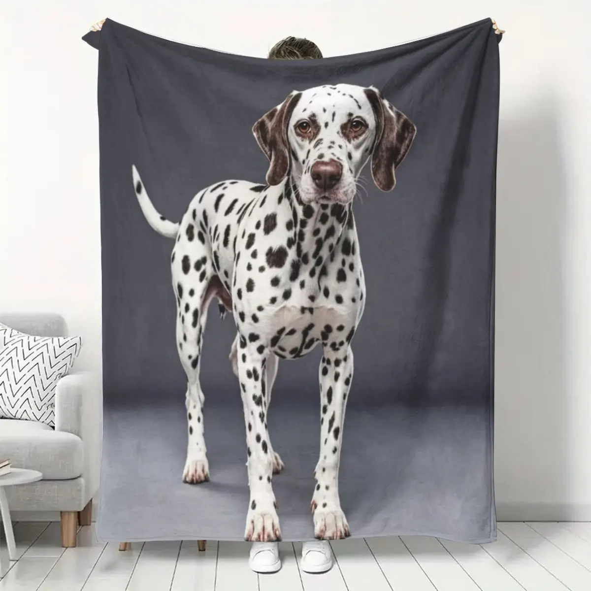 Dalmatian Dog Print Blanket Throw Plush Fleece Cozy Pet Lover Gift for Home Decor Couch Winter Puppy Art Warmth Seasonal Gift