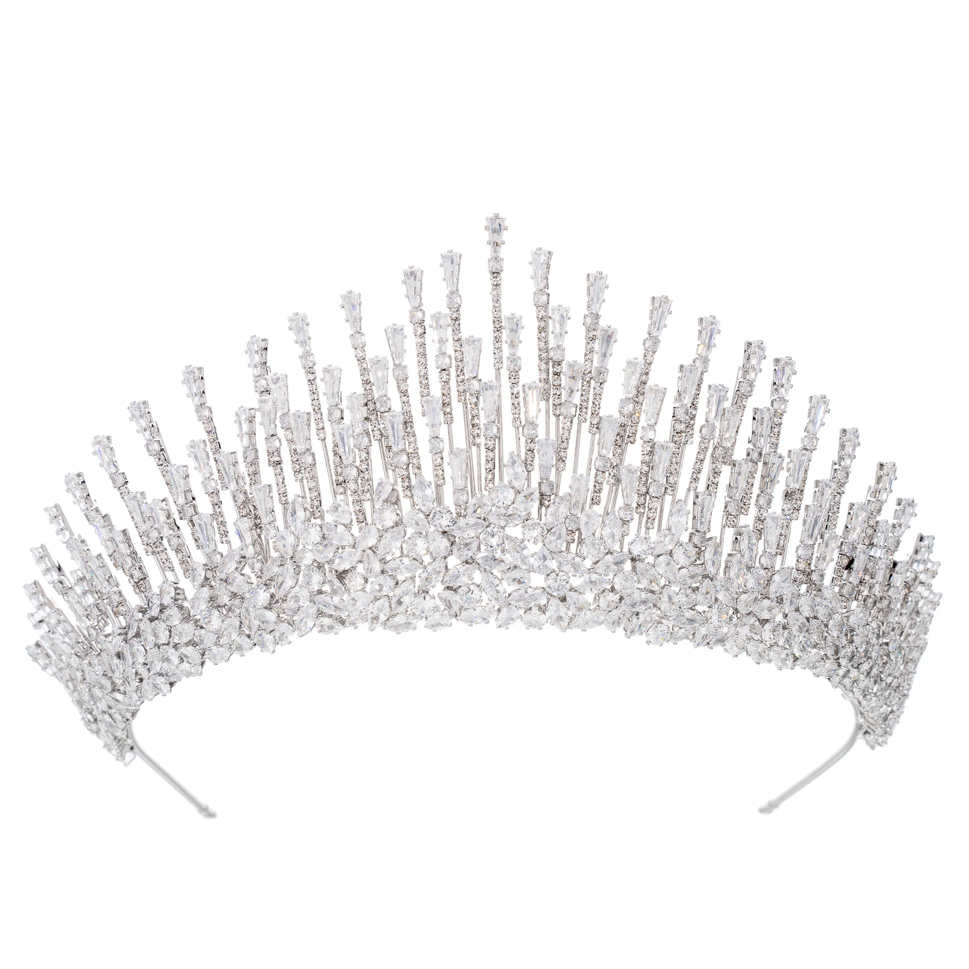 

Luxury Big Crowns For Wedding Headpiece Cubic Zirconia CZ Queen Tiaras Crowns For Pageant Diadem Bride Hair Jewelry Headdress