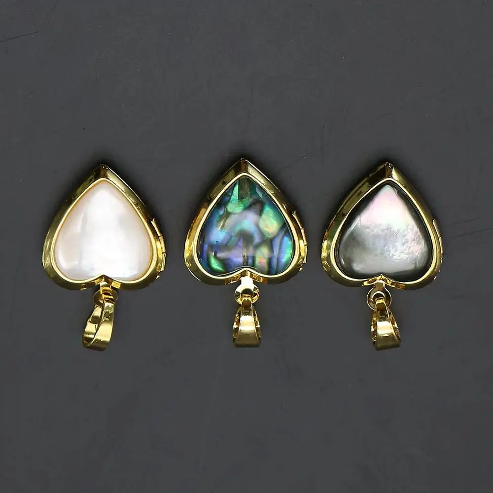 

1 Pc Heart Shape Natural Abalone/white/black Shell Inlaid Pendants Golden-color Openable Retro Picture Frame Charms Accessory