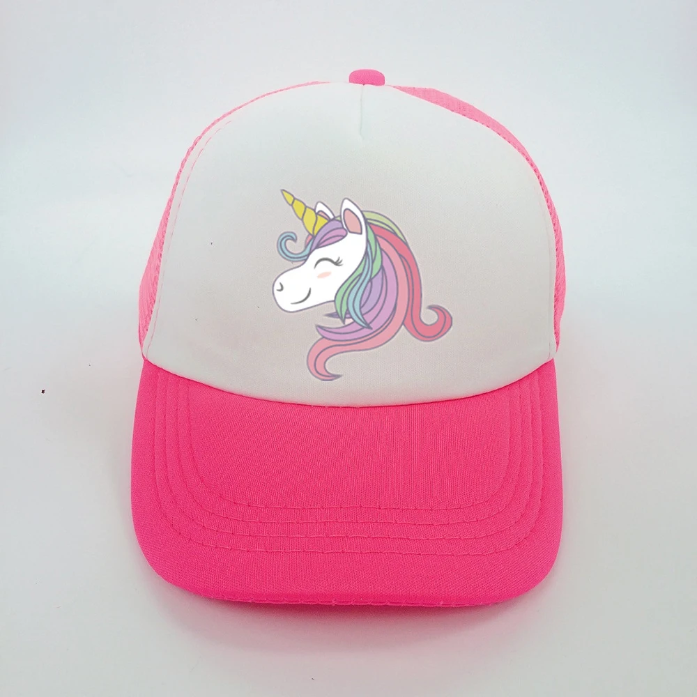 Baby Girl Hat Unicorn Accessories Pink Baseball Cap Summer Sun Truck Caps Outdoor Mesh Hats For Children Kids 3-8 Years