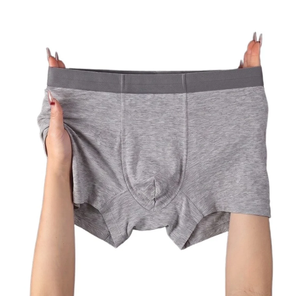 Men Ice Silk Boxer Underwear U-Convex Mesh Breathable Panties Boxershorts Trunks Solid Elastic Waist Daily Underwear