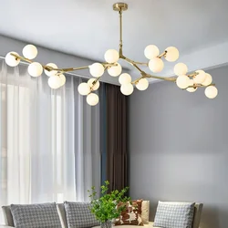 Modern Black Gold LED Chandelier 12/18/24 Glass Balls Ceiling Chandeliers Living Room Kitchen Bedroom Living Room Decoration