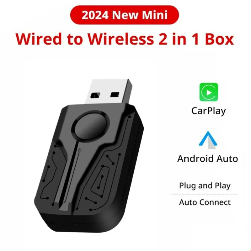 

Wireless CarPlay Android Auto Adapter Smart Mini Box USB Plug and Play BT 5G WIFI for Wired CarPlay Android Auto Cars