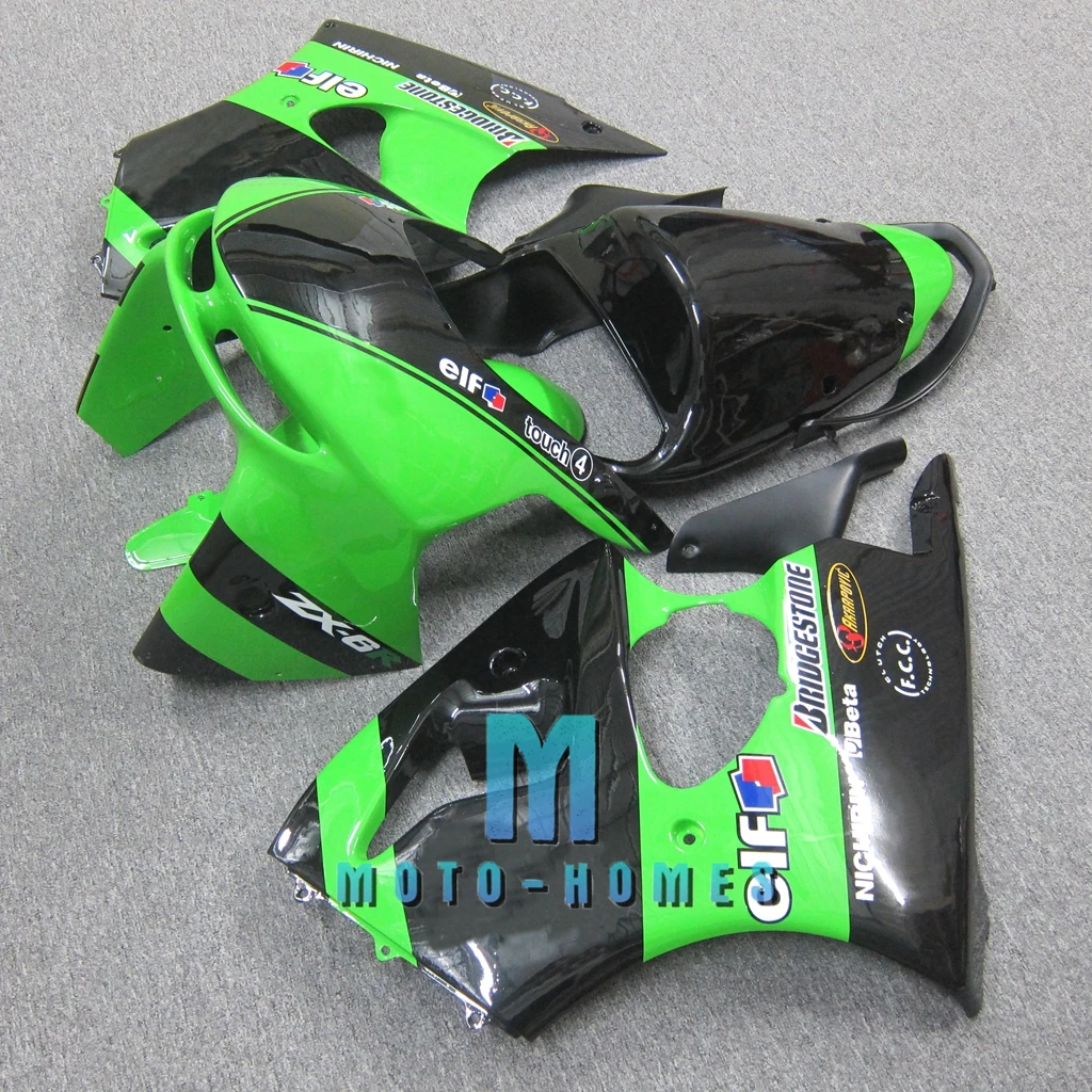 Motorcycle Bodywork For Kawasaki Ninja 1998 1999 ZX6R ZX 6R 98 99 Black Green High Quality ABS Plastic Aftermarket Rebuild Bike