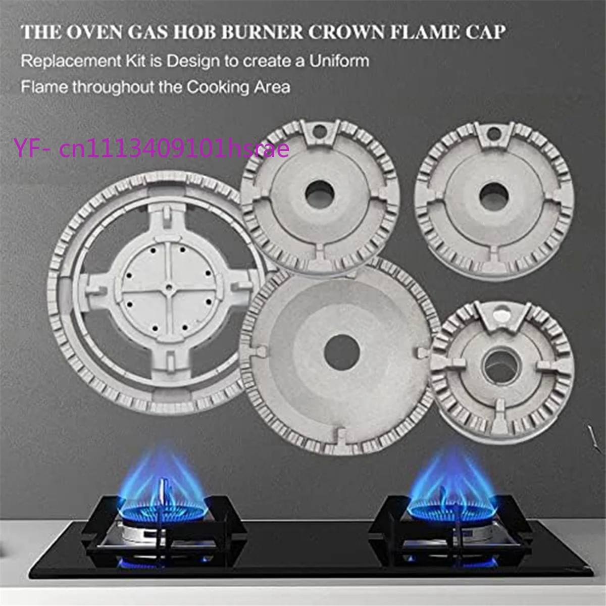 Upgrade Cooker Hat Set Oven Gas Hob Burner Crown Flame Cap Cover Kitchen Stove Replacement Kit