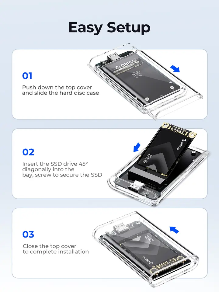 ORICO-Transparent External Adapter Mini mSATA SSD Enclosure Case to USB 3.2 Gen1 5Gbps for Samsung NGFF SSD Samsung - 6