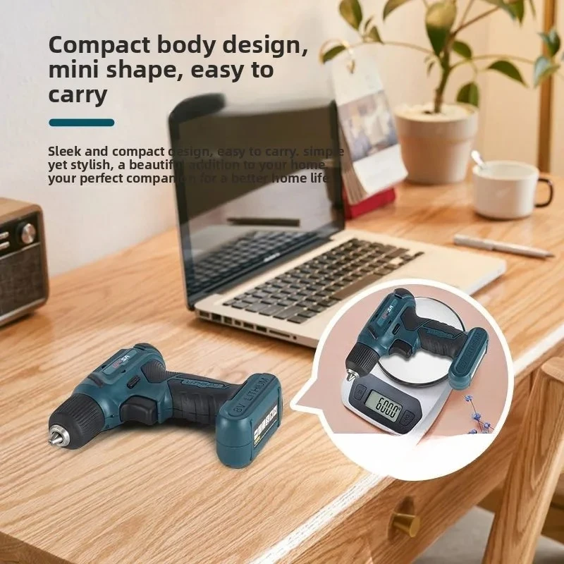 Continuously variable speed electric mini cordless impact drill electric screwdriver handheld lithium-ion power tool household