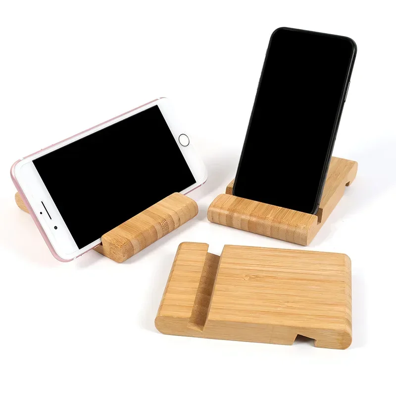 1PC Cell Phone Holder Wooden Cell Phone Holder Wooden Base Cell Phone Tablet Desktop Lazy Bracket For iPhone iPad Laptop Samsung